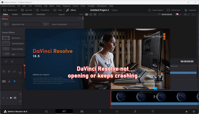 DaVinci Resolve not opening or keeps crashing on startup