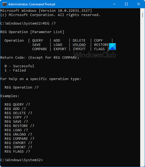 edit the Registry using Command Prompt