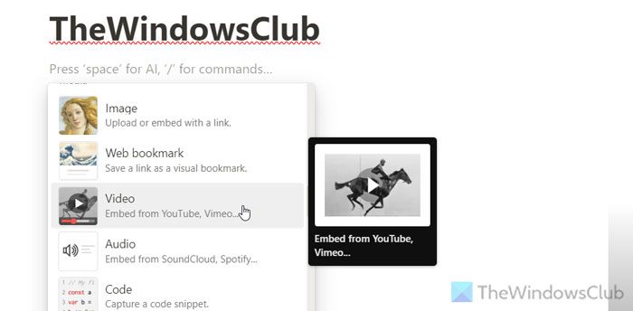 How to embed YouTube video in Notion