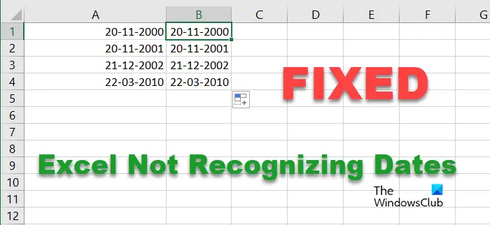 Excel Not Recognizing Dates