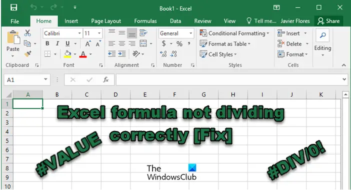 Excel formula not dividing correctly