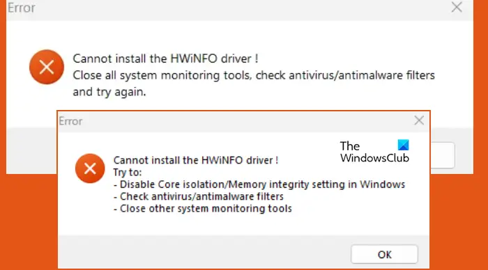 Cannot install the HWiNFO driver
