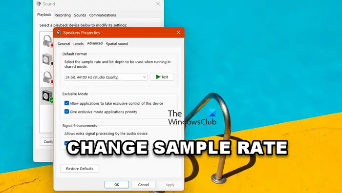 How to change Sample Rate in Windows 11