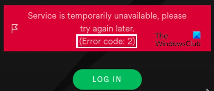 Spotify error codes 1, 2, 3, 4