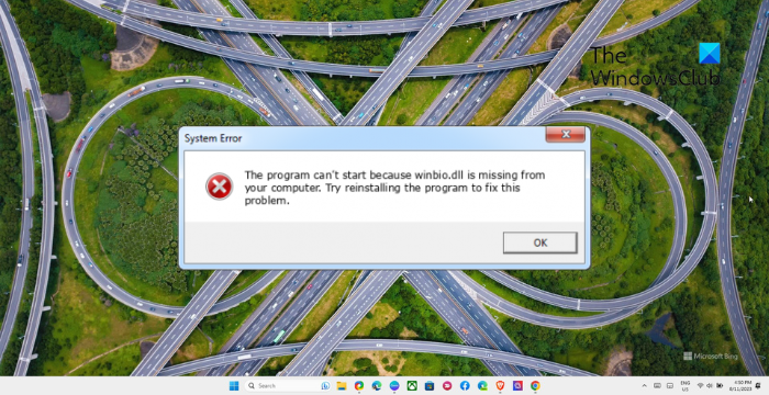 winbio.dll is missing from your computer