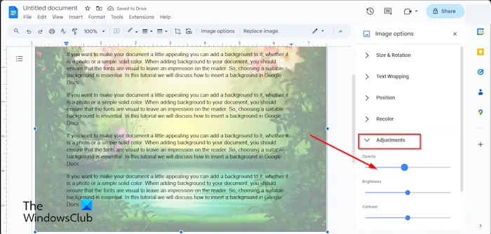 How to insert Background Image in Google Docs
