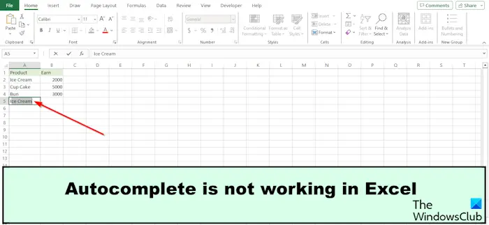 Autocomplete is not working in Excel [Fix]