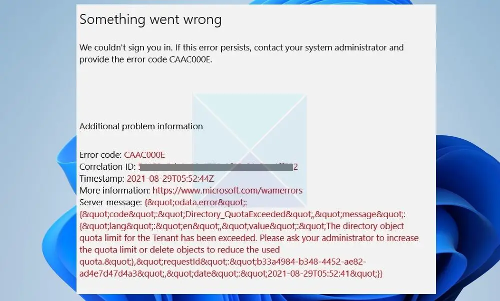 CAAC000E Device Cap or Limit reached error in Microsoft 365