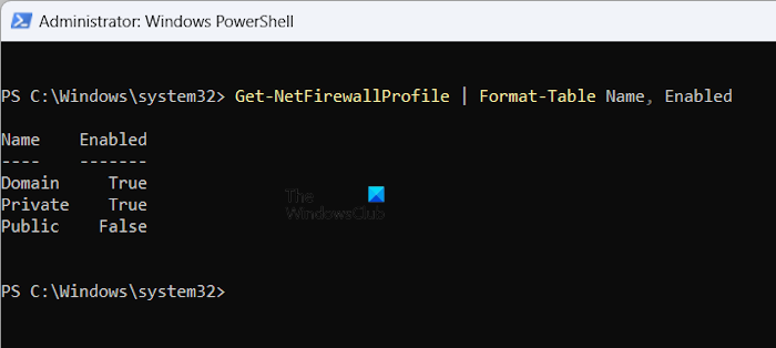 Check Windows Firewall Profile status