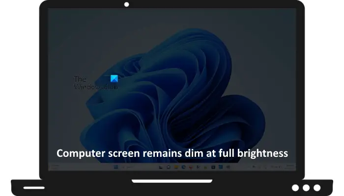 Computer screen dim full brightness