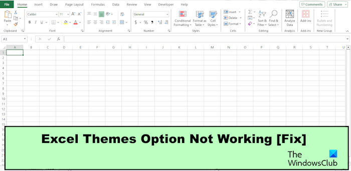 Excel theme not applying