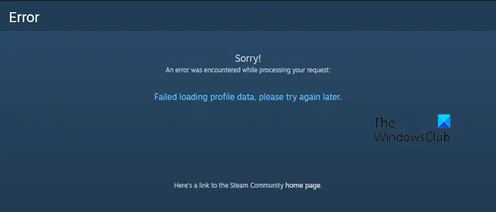 Failed loading profile data error on Steam