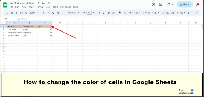 How to change Cell Color in Google Sheets