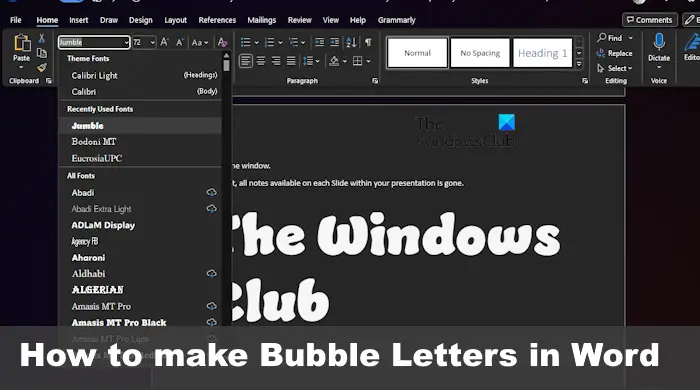 How to make Bubble Letters in Word