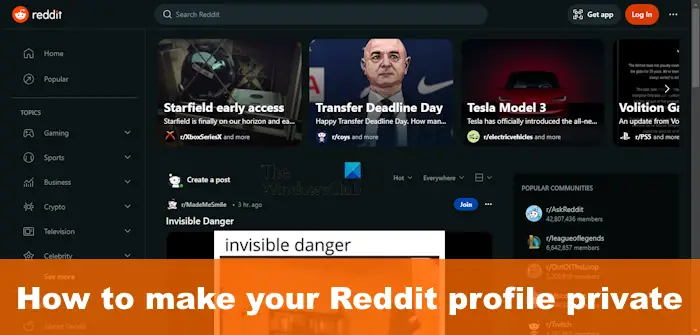 How to make your Reddit profile private