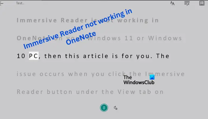Immersive Reader not working in OneNote