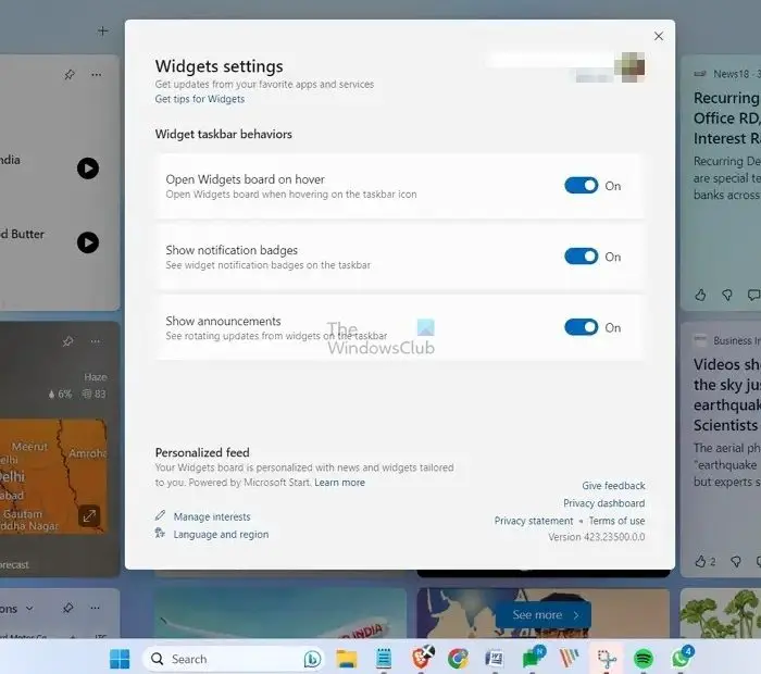 How to Turn off Widget notifications on Windows 11