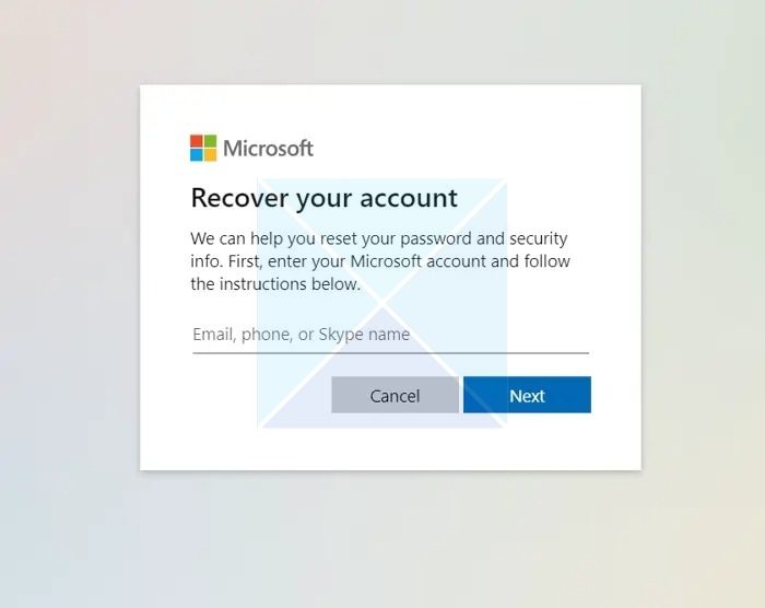 Recover Microsoft Account Password
