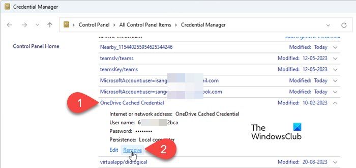 Remove OneDrive cached credentials