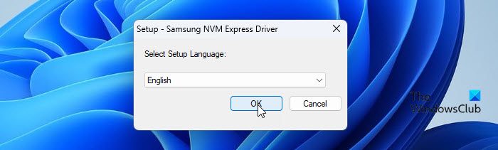 Samsung NVME Driver setup language selection