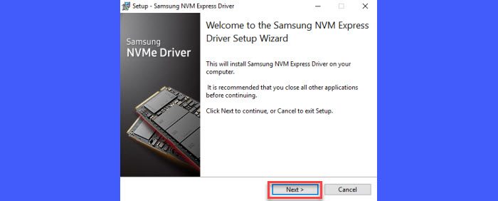 Samsung NVME Driver setup wizard
