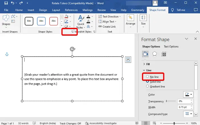 Rotate text in Microsoft Word