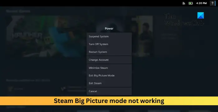 Steam Big Picture mode not working