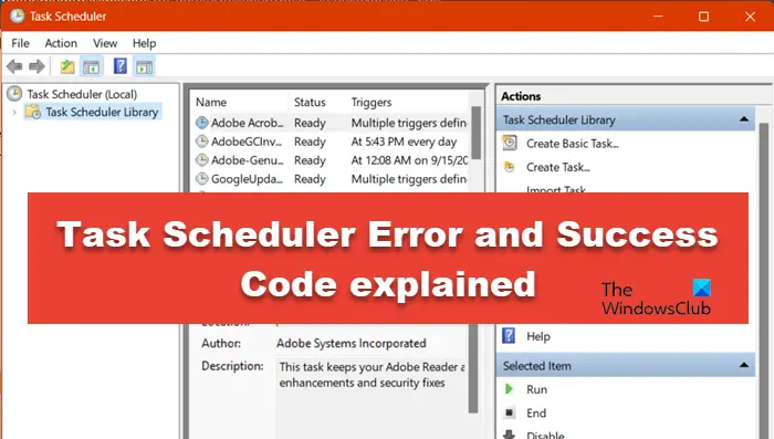 Task Scheduler Error and Success Code explained