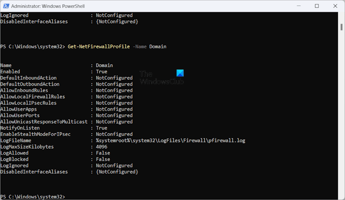 View Windows Firewall Profile Settings