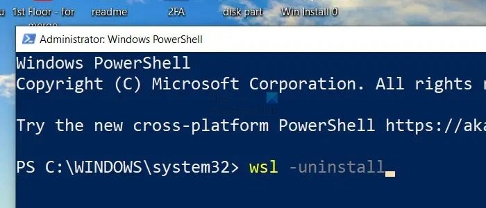 WSL Uninstall Windows using PowerShell
