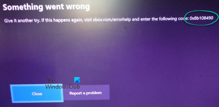 Xbox Error code 0x8b108490