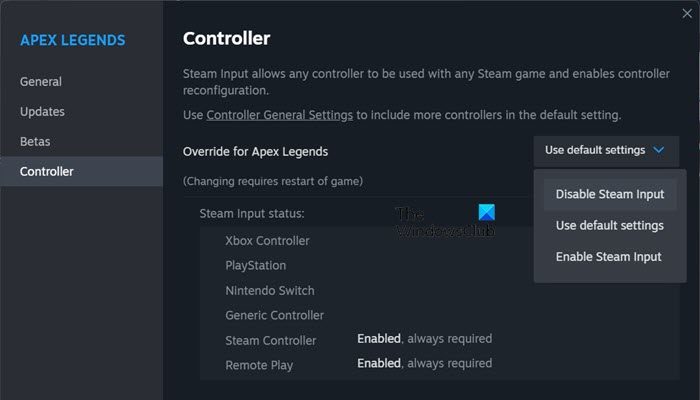 disable Steam Input in Steam Deck or Steam