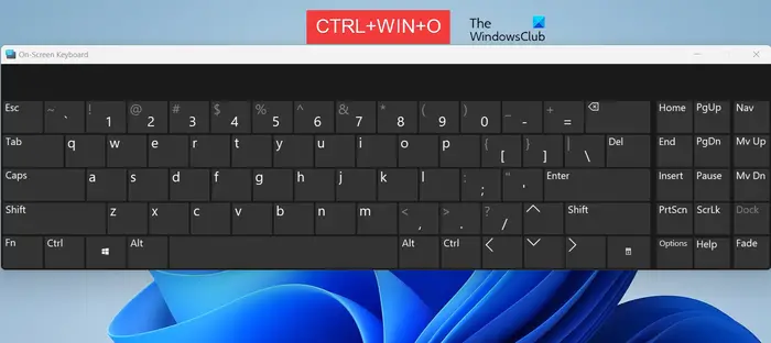open Onscreen Keyboard