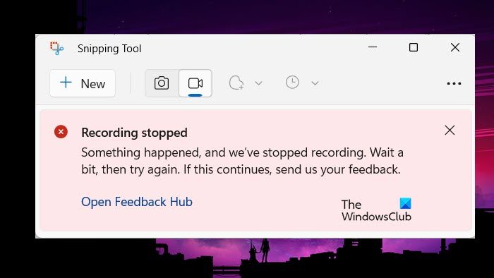 Recording Stopped in Snipping Tool