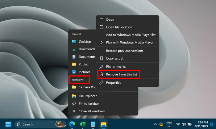 Frequent Folders in Windows 11/10