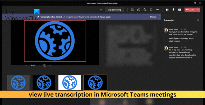 view live transcription in Microsoft Teams meetings