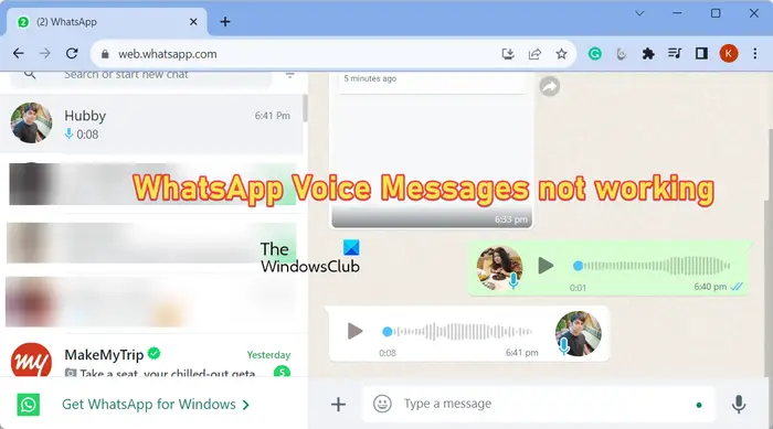 WhatsApp voice message not working