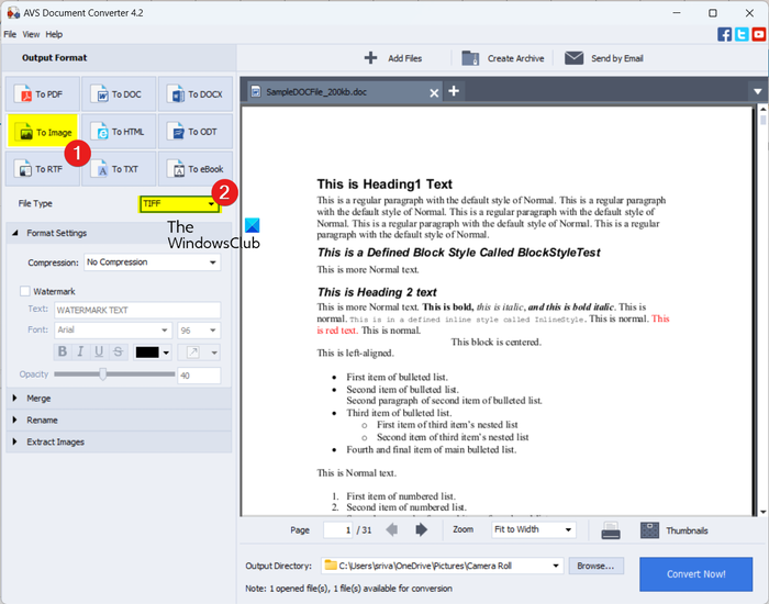 Avsdocumentconverter Convert Word To Multipage Tiff