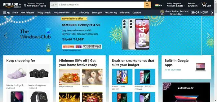 Amazon India Homepage