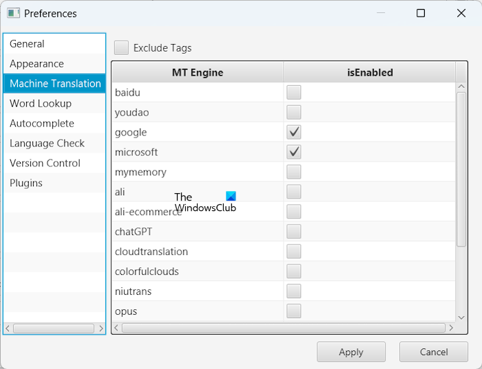 BasicCAT Machine Translation APIs