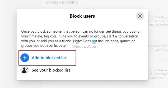 Choose Add to Block List Option