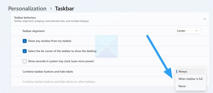 How to Never Combine Taskbar Buttons on Windows 11