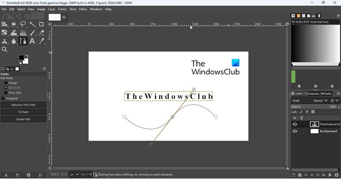 Draw curve in GIMP