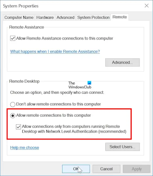 Enable Remote Desktop Connection feature