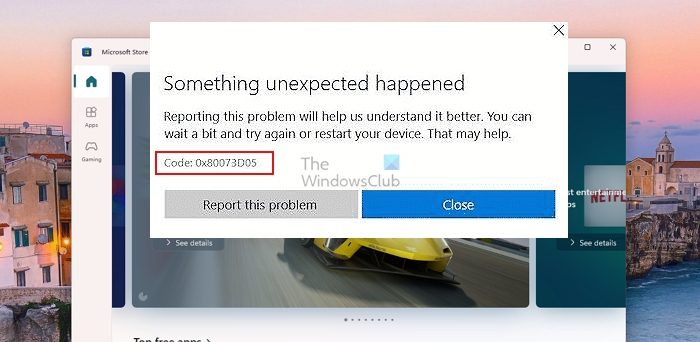 Error 0x80073D05 installing Windows Store applications