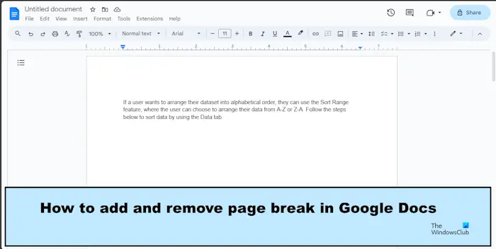 Add and remove Section Break or Page Break in Google Docs