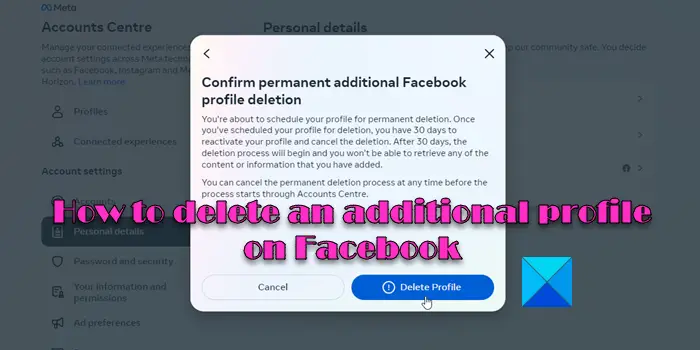 How to delete an additional profile on Facebook