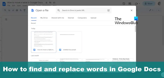 How to find and replace words in Google Docs