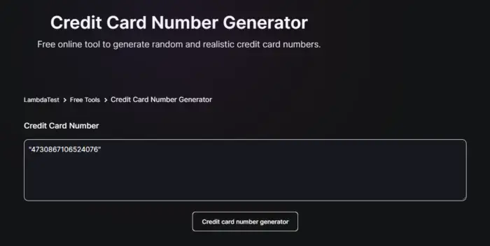 Credit Card Number Generator Websites