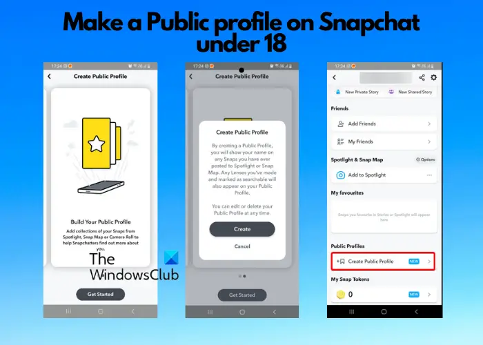 Make a Public profile on Snapchat under 18
